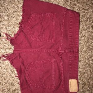 Super cute maroon/ red cut off shorts!